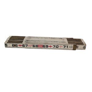 Lufkin Red End Extension Rule 72" Wood Brass Ruler‎ White Vintage
